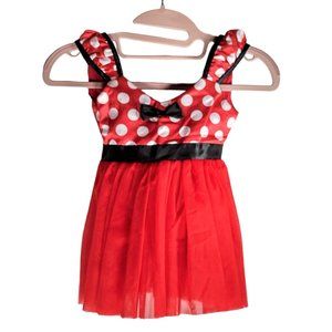 Ibtom Castle Red Black and White Tule Bow Dress Size 2T